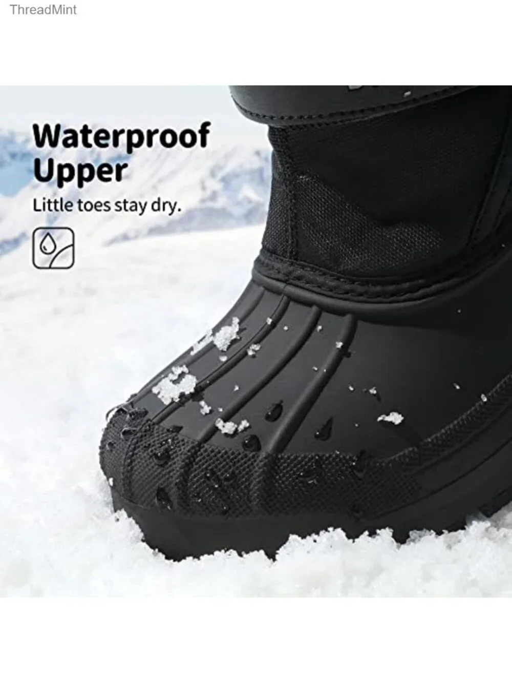 Unisex Kids Snow Waterproof Winter Boots Faux Fur Lined Non-Slip